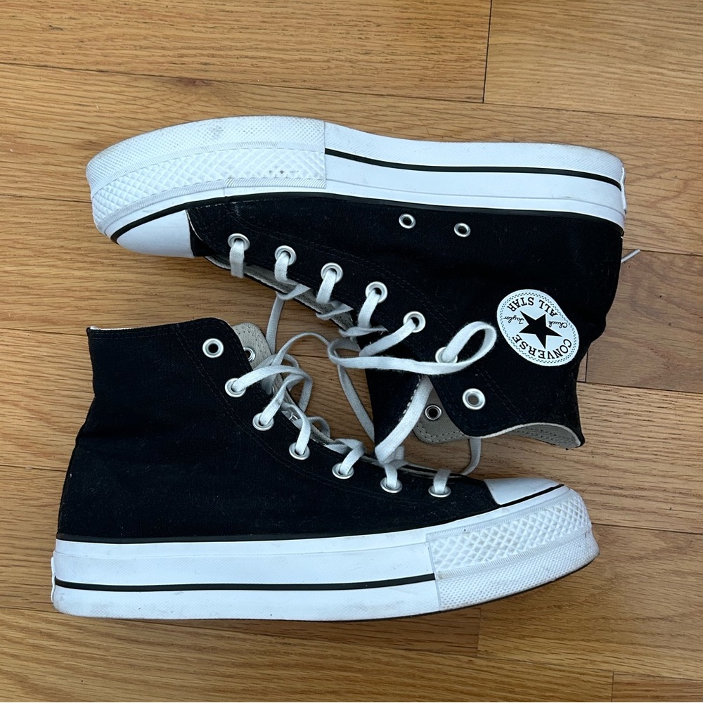 Black hi top lift platform converse size 10